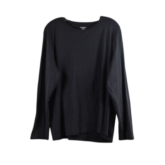St John's Bay Black Women's Long Sleeve Classic Tee Pullover 1X 060 - Picture 1 of 6